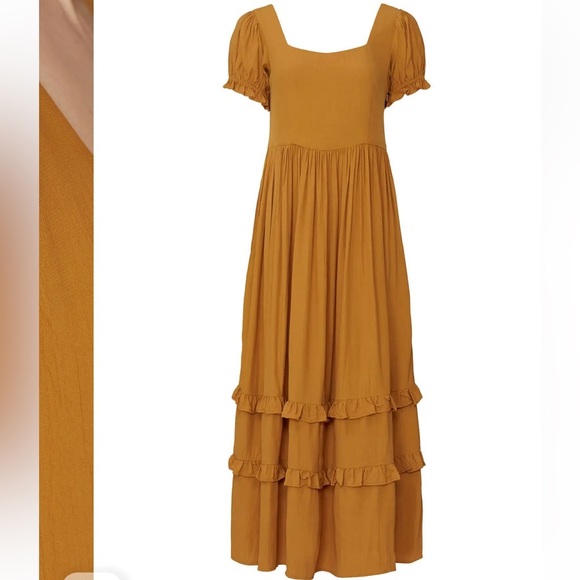 The Odells Eliza Ruffle Maxi Dress S Burnt Orange - Picture 6 of 6